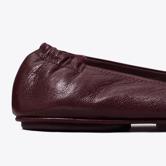 Tory Burch $228 MINNIE TRAVEL BALLET Flats Plum Dark Burgundy 10 10.5 - Picture 8 of 10